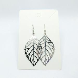 Hollowed Silver Leaf Dangle Statement Earrings